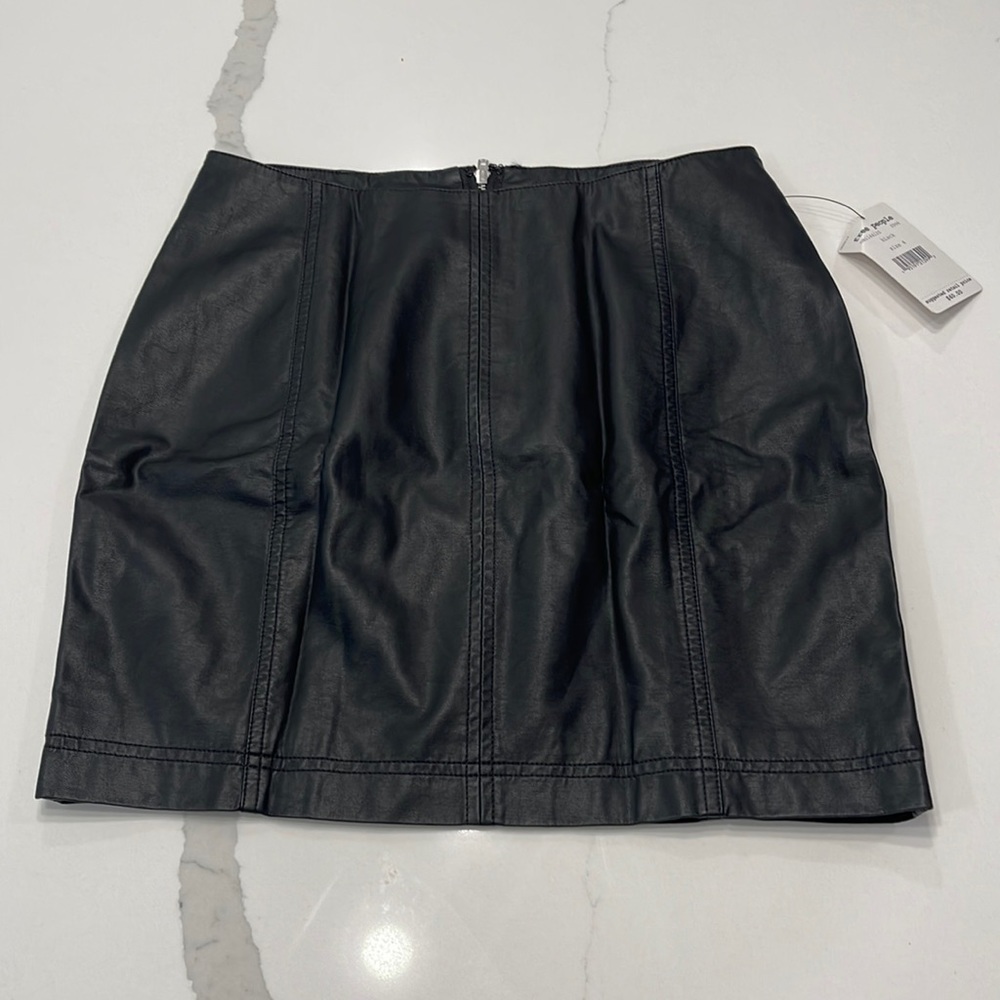 Free people vegan leather black mini skirt